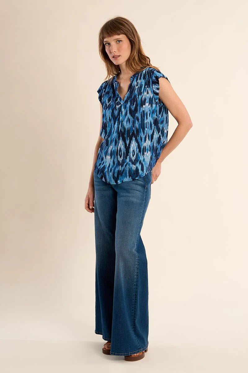 Indigo Breeze Printed Sleeveless Top