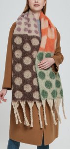 Brushed Oversize Polka Dot Patchwork Scarf