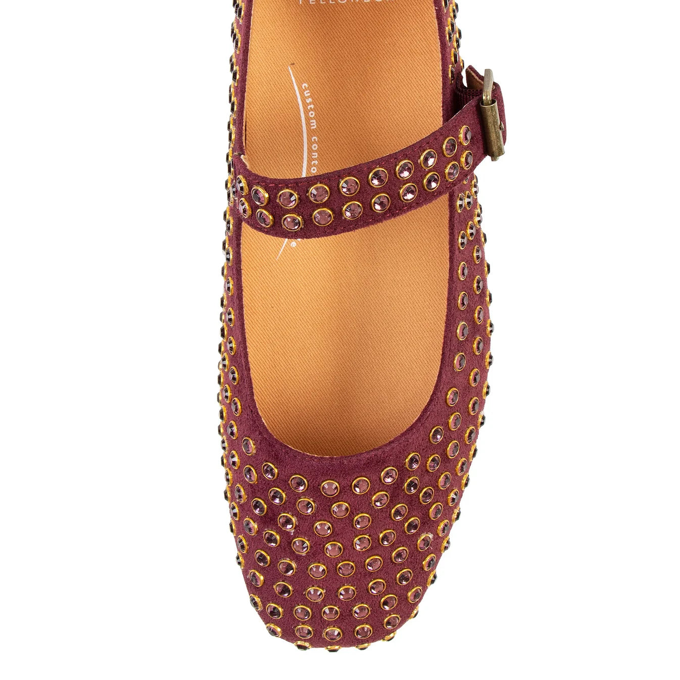 Women's Rhinestone Mary Jane Flats | Sparkly Square Toe Ballet Shoes with Removable Comfort Insole