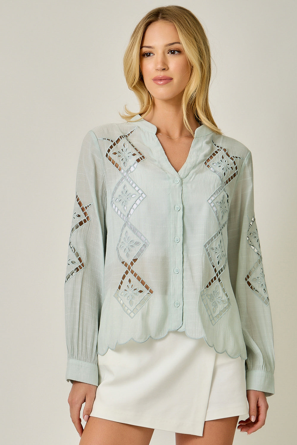 The Sweet Scallop Eyelet Blouse
