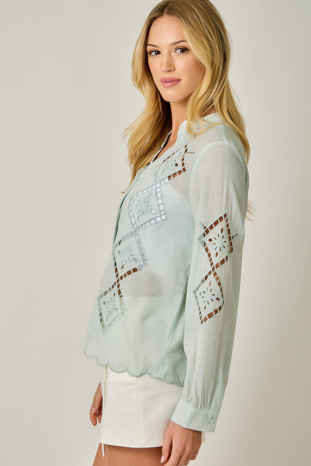 The Sweet Scallop Eyelet Blouse