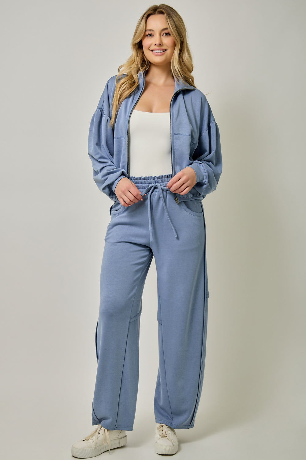 Scuba Jersey Barrel Pants with Drawstring Waist & Pockets