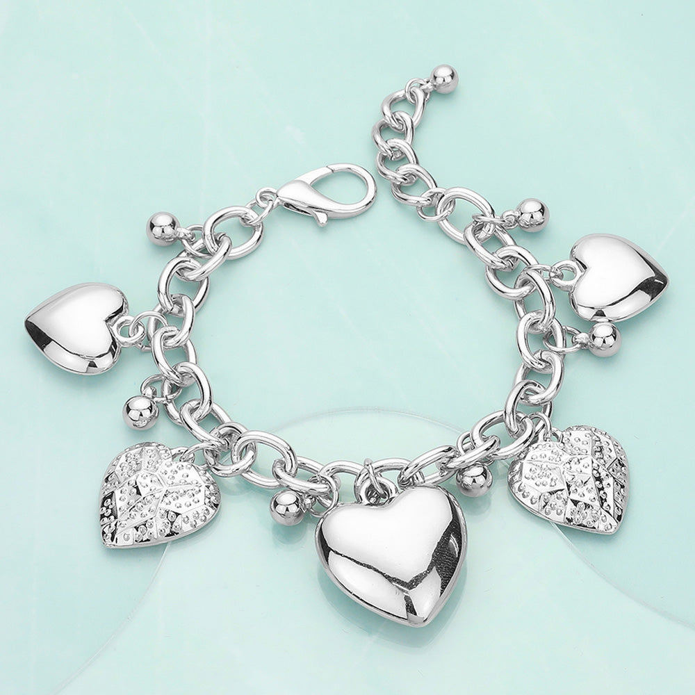 Metal Heart Charm Chain Bracelet