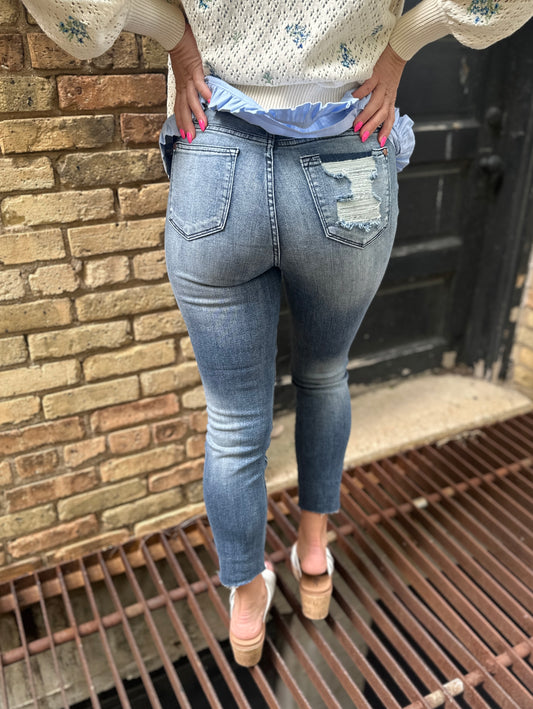 Judy Blue High Waist Raw Hem Relaxed Fit Jeans