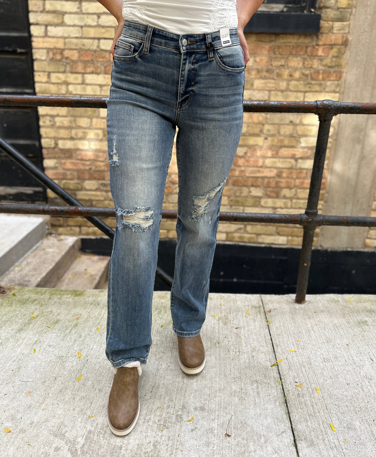 Judy Blue Rebel Edge High Waist Dad Straight Jeans