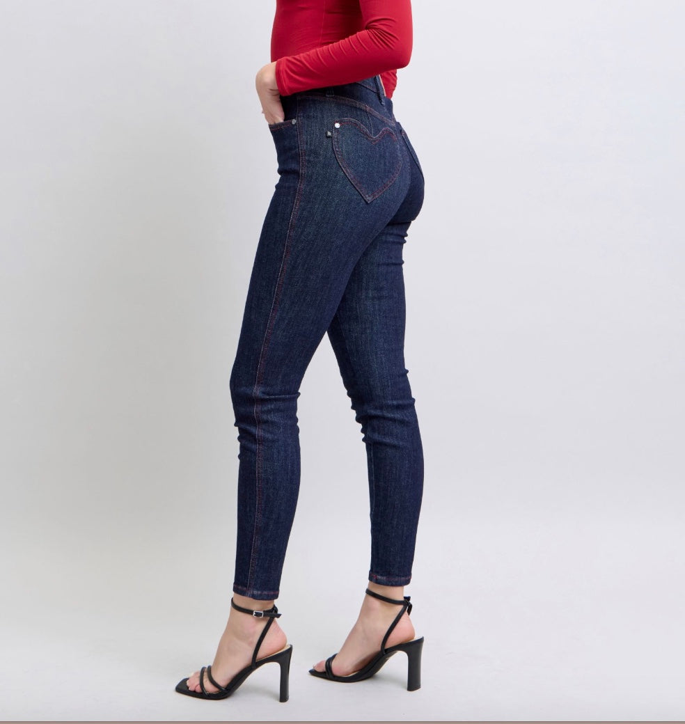 Judy Blue High Waist Heart Shaped Back Pocket Skinny Jeans