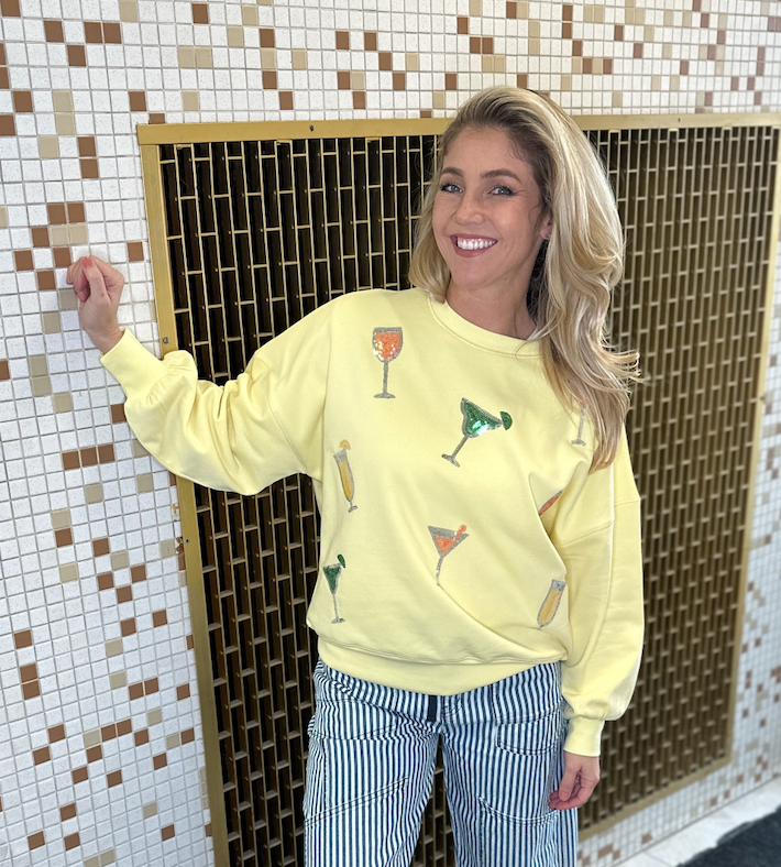 Sunshine & Sips Sequin Sweatshirt