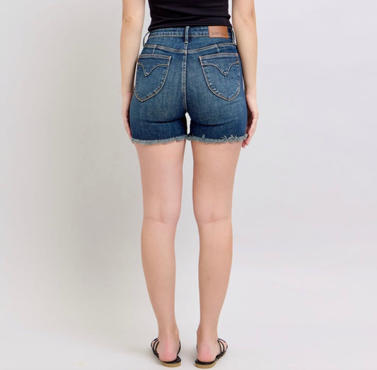 Judy Blue High Waist Tummy Control Fray Hem Shorts