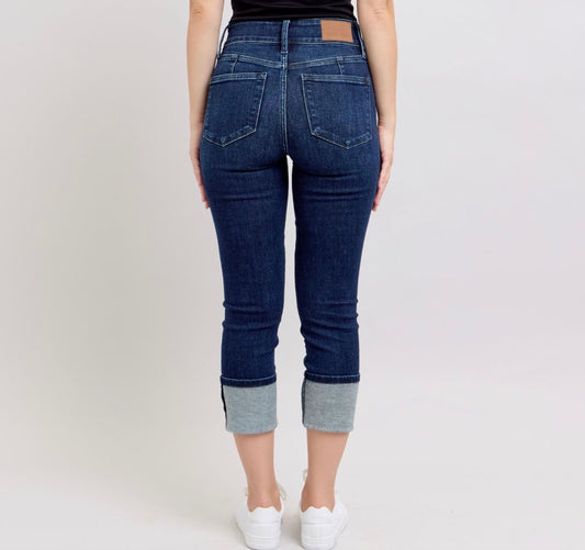 Judy Blue High Waist Double Band Capri Jeans