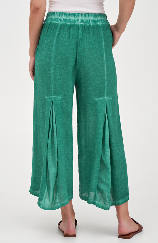 Reef Wide Leg Palazzo Pants with Elastic Waist & Back Pleat Detail – Flowy Summer Lounge Trousers