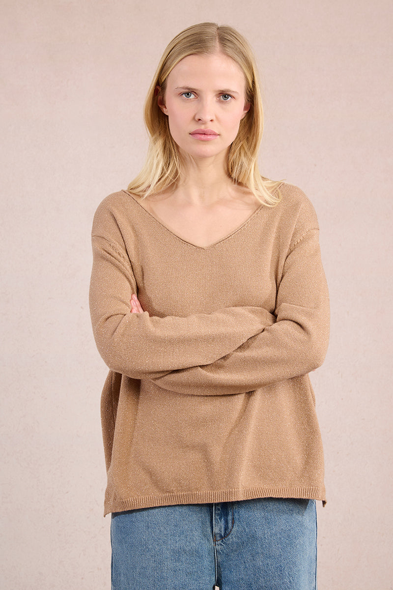 Golden Glow V-Neck Sweater