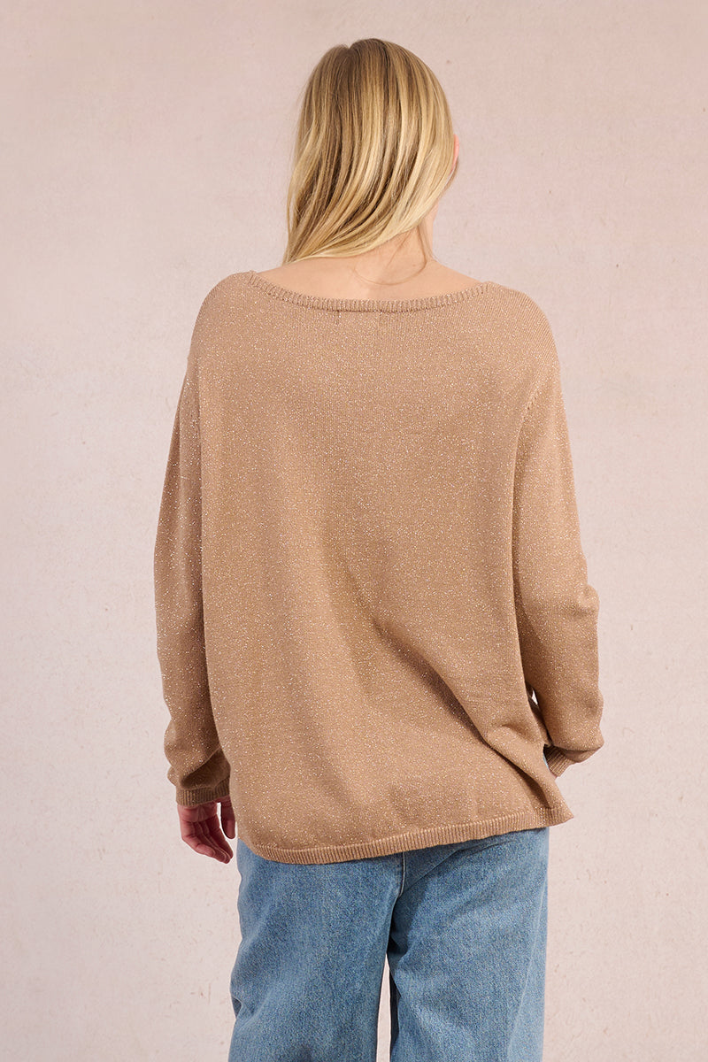 Golden Glow V-Neck Sweater