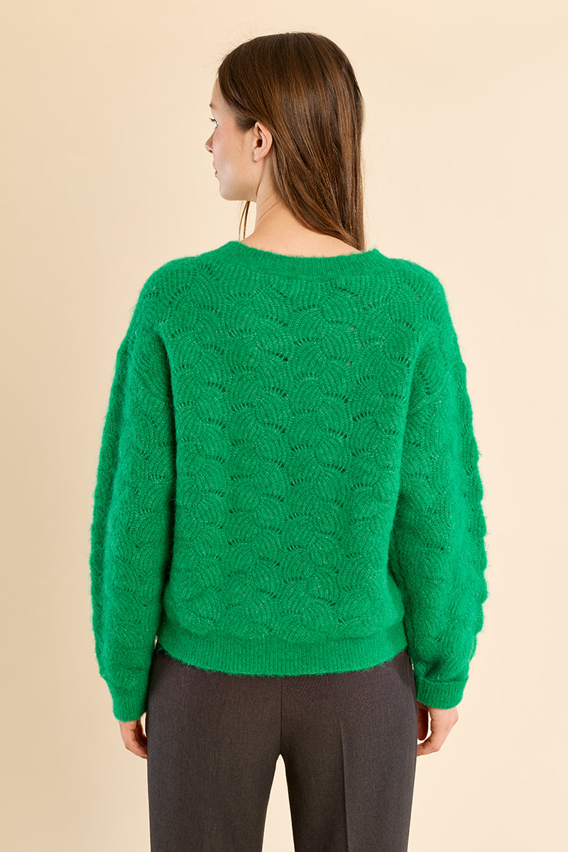 Camel Textured Knit Crewneck Sweater