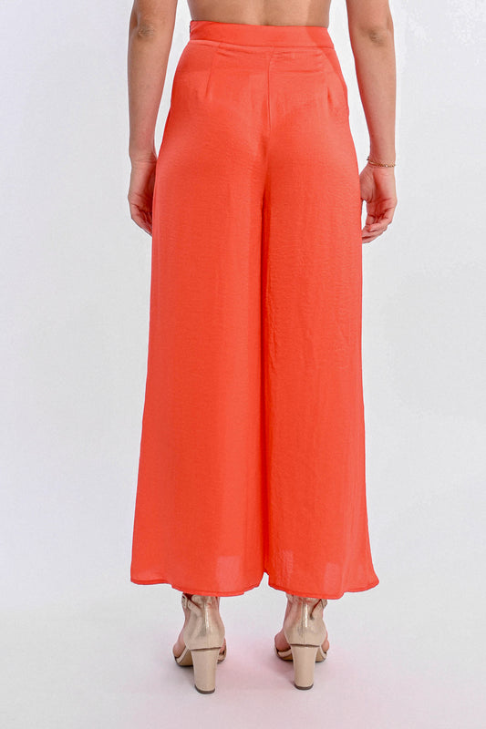 Red Coral Breezy Wide Leg Pants