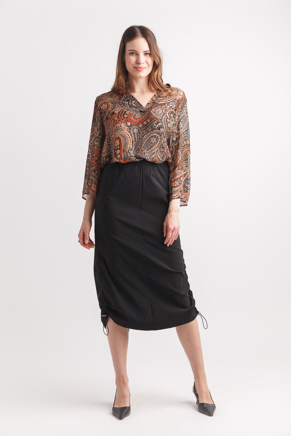Pretty in Paisley Tab Sleeve Blouse