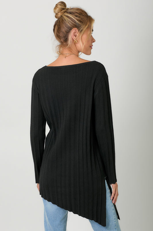 Pleated Diagonal Cut Tunic Sweater Pizzazz Beloit