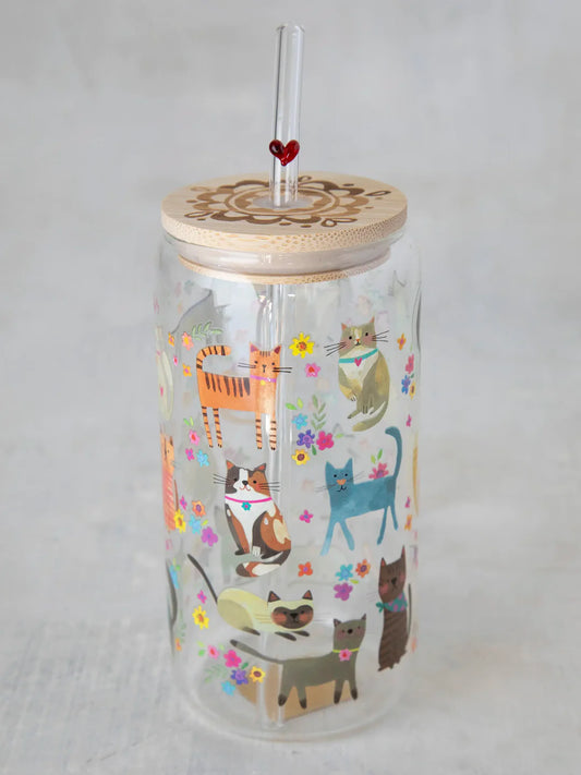 Natural Life Glass Tumbler With Lid & Straw
