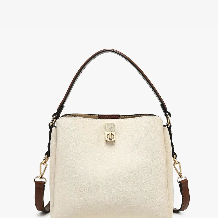 Allison Faux Suede Multi-Compartment Satchel Handbag