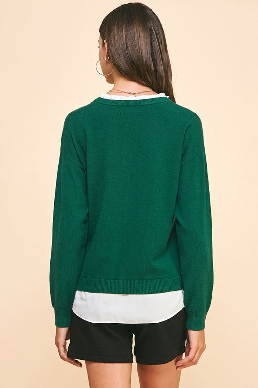 Evergreen Charm V-Neck Sweater