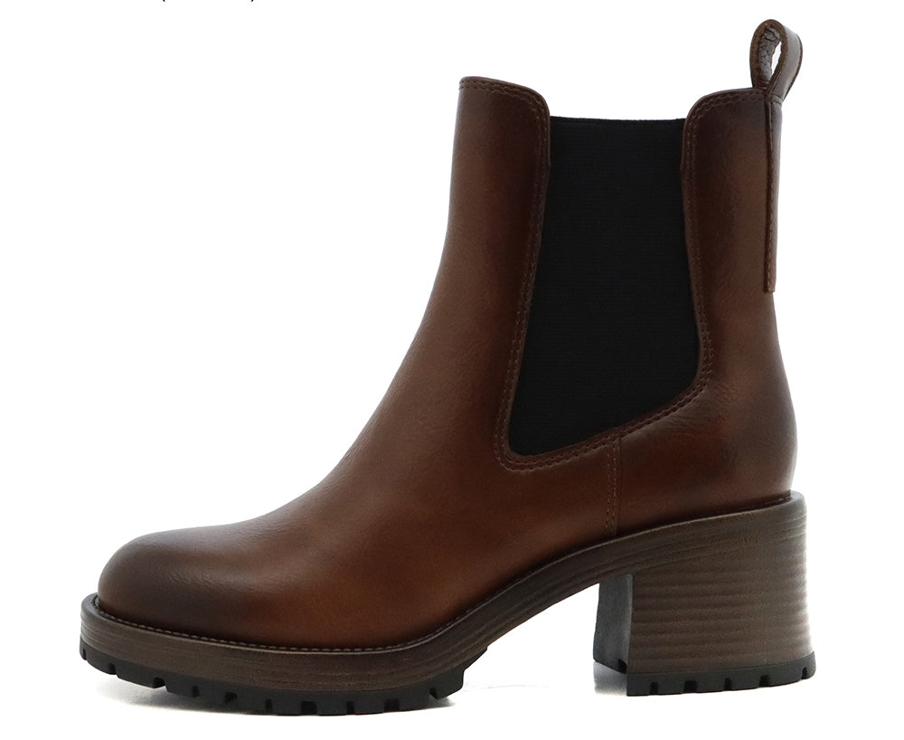 MIA Brown Martelli Chelsea Ankle Boots with Chunky Block Heel