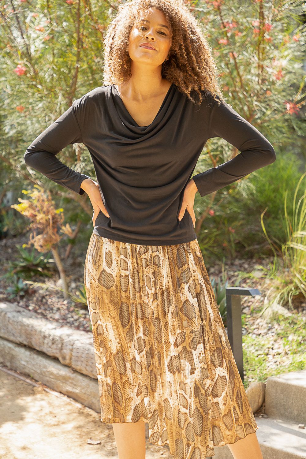 Soft Drape Cowl Neck Modal Top