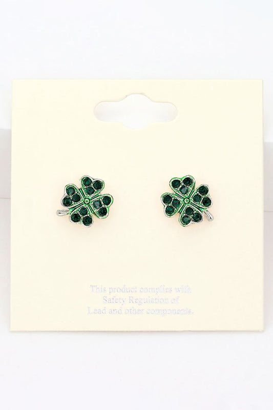 Crystal Pave Clover Stud Earrings