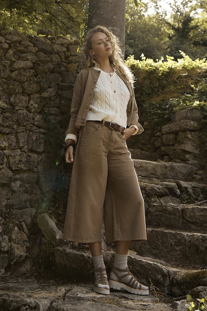 The Easy Street Cropped Khaki Denim