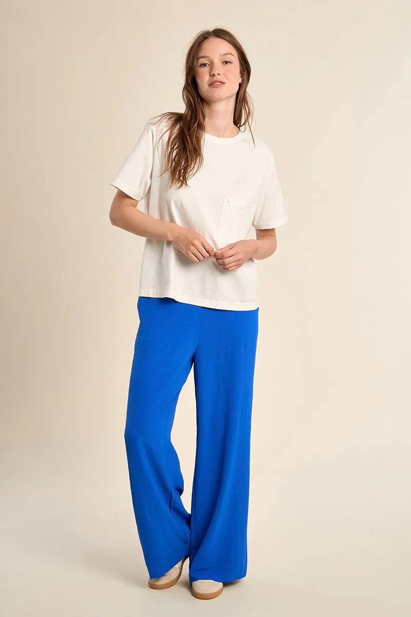 High Waisted Flowy Pants with Elastic Waistband & Side Pockets
