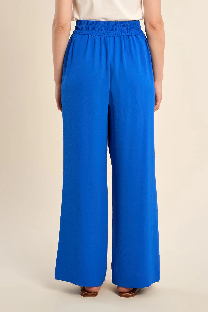 High Waisted Flowy Pants with Elastic Waistband & Side Pockets