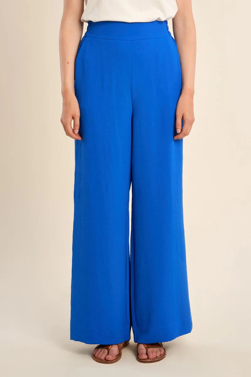 High Waisted Flowy Pants with Elastic Waistband & Side Pockets