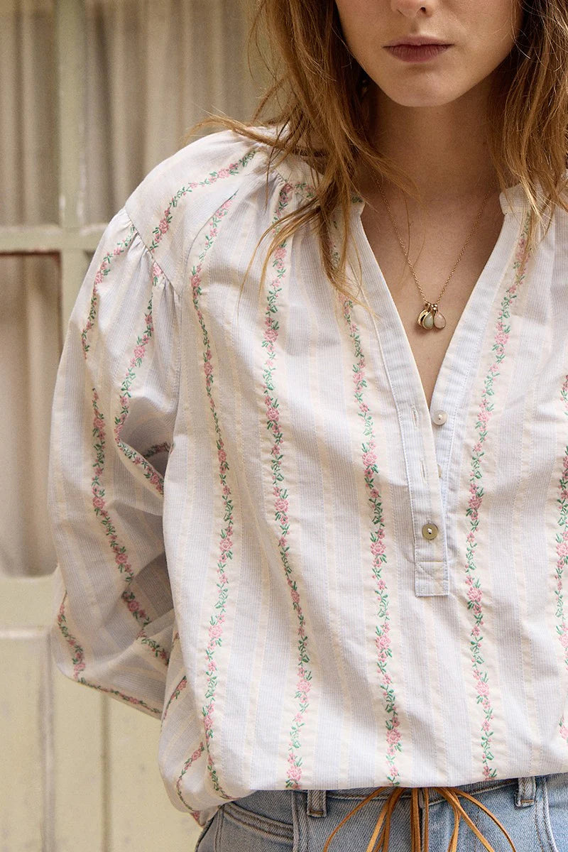 Boho Breeze Striped Peasant Top