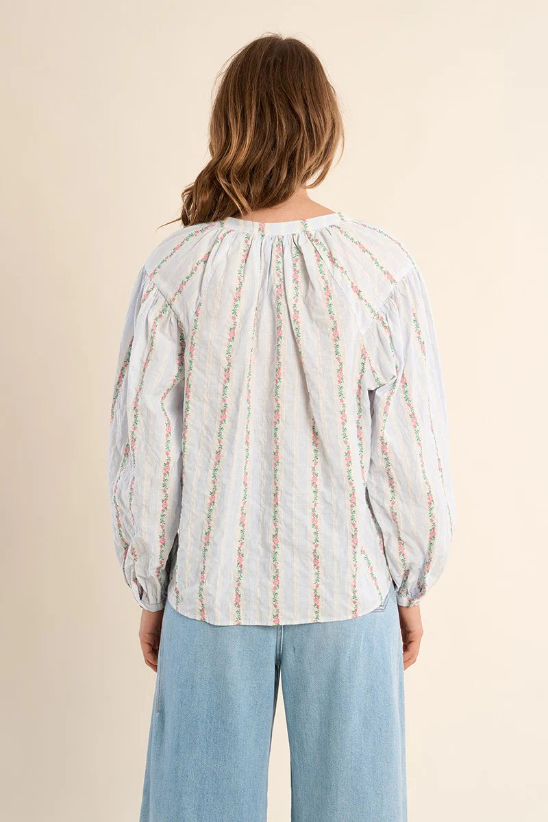 Boho Breeze Striped Peasant Top