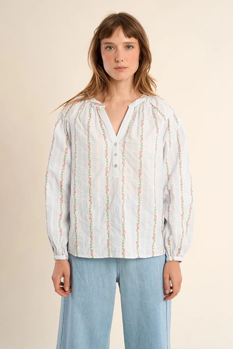 Boho Breeze Striped Peasant Top