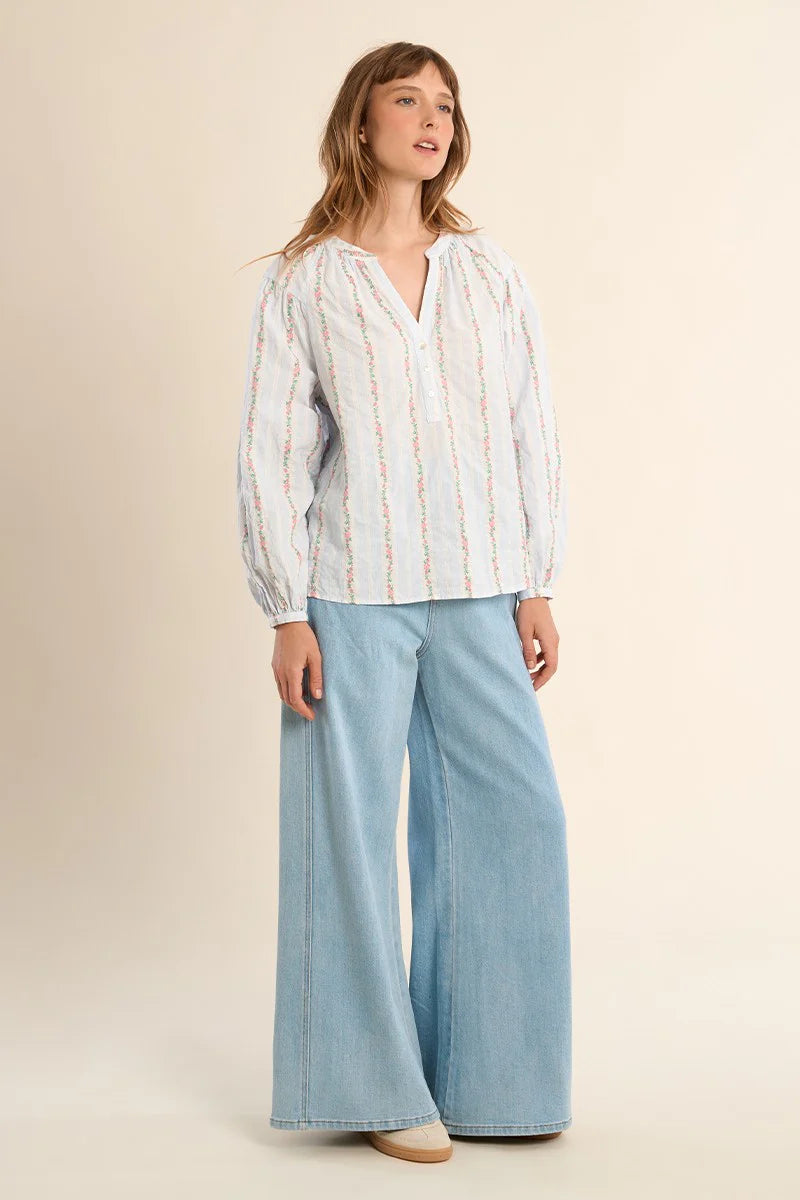 Boho Breeze Striped Peasant Top