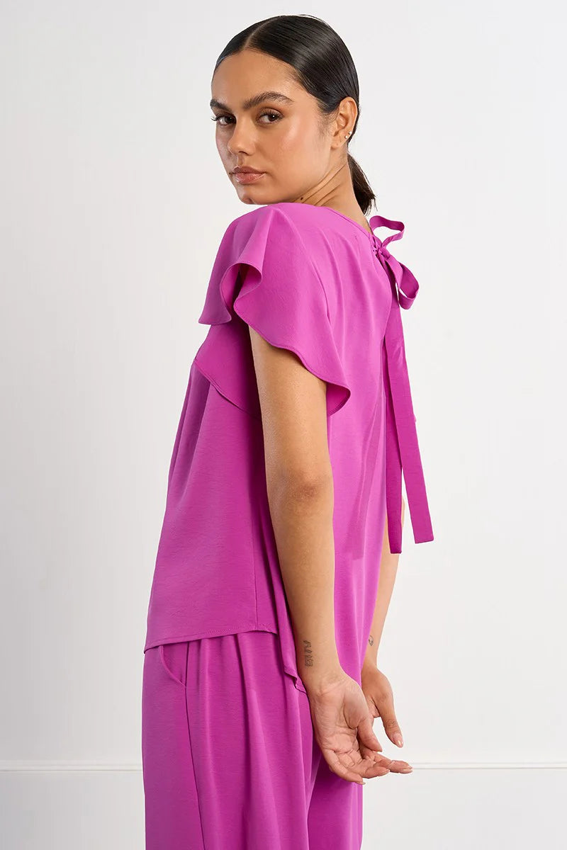 Bougainvillea Bloom Pretty Pleats Ruffle Top