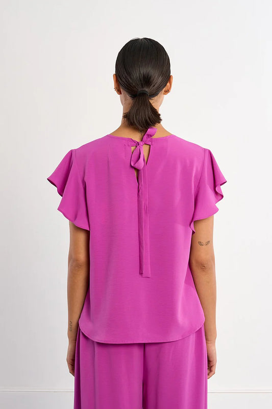 Bougainvillea Bloom Pretty Pleats Ruffle Top
