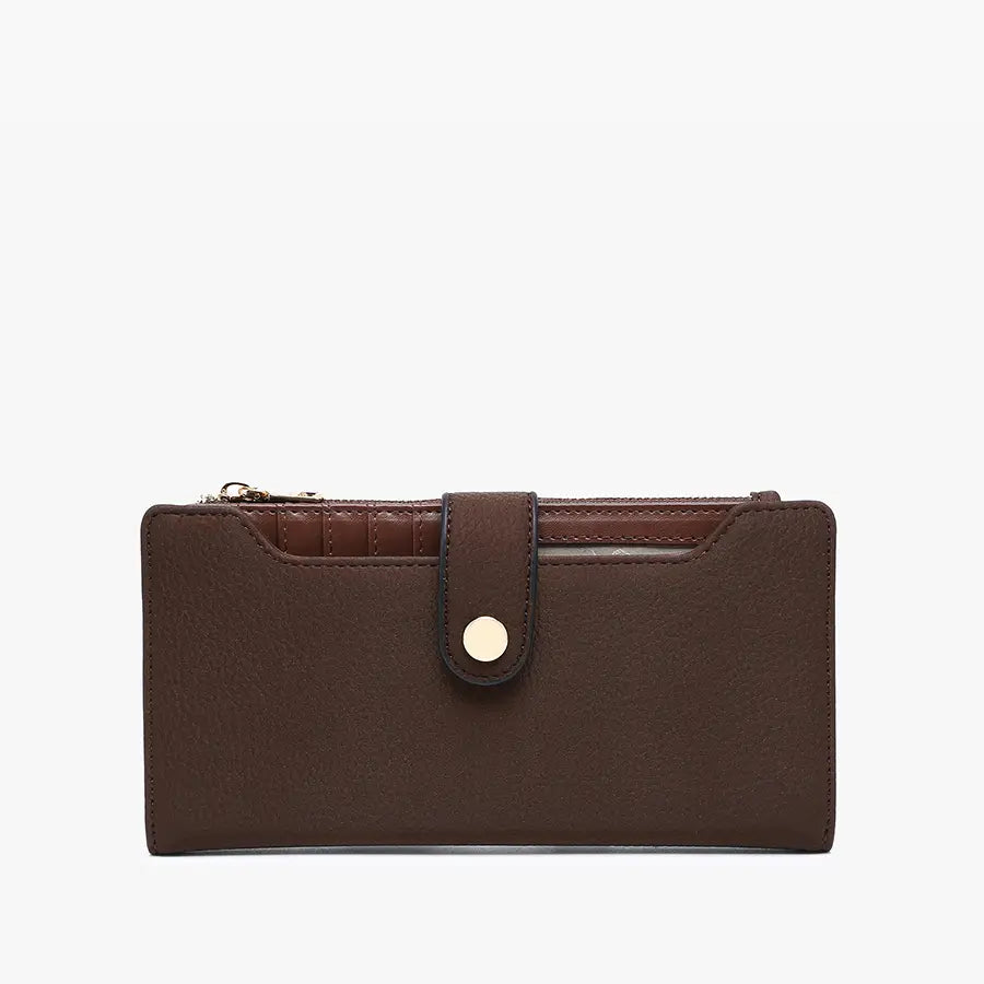 Mini Three-Compartment Vegan Leather Wallet with Removable Card Holder