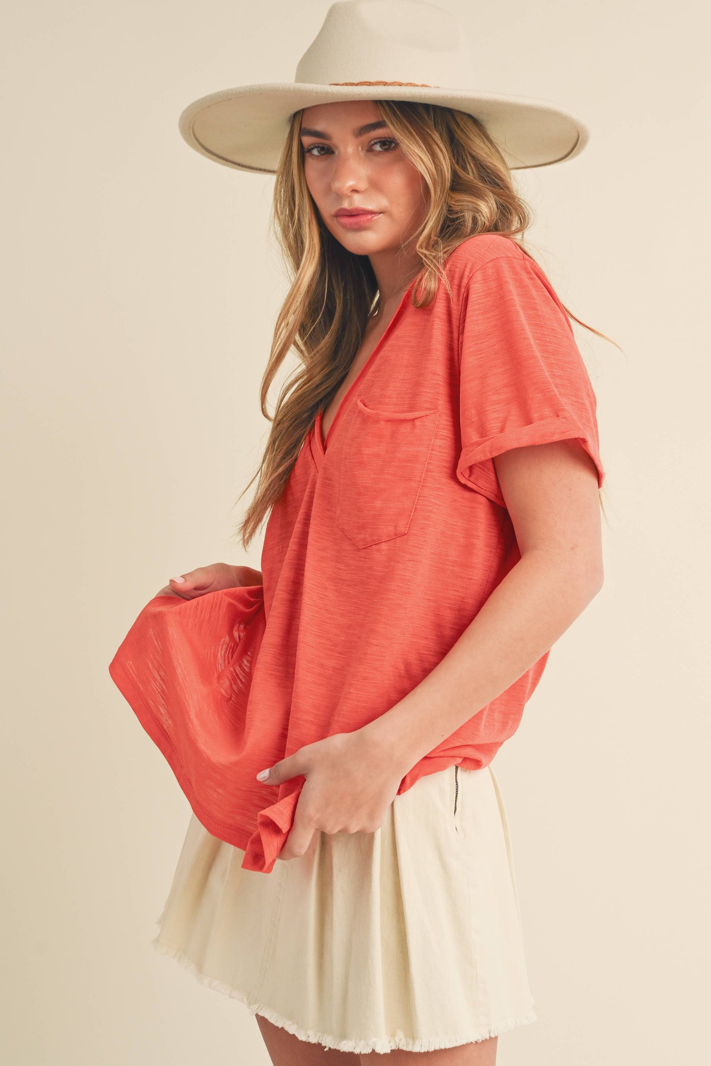 Zoie V-Neck Short Sleeve Top