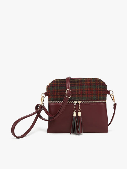 Tara Plaid Crossbody/Wristlet w/ Front Zip Pocket