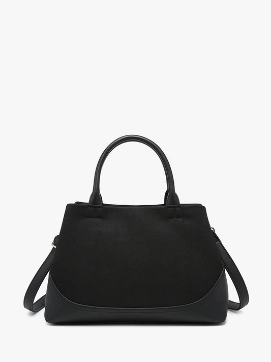 Ximena Faux Suede Satchel Handbag with Crossbody Strap