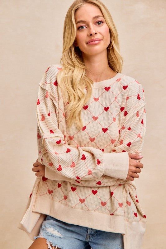Sweetheart Waffle Thermal Sweatshirt