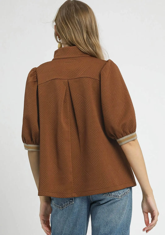 Stripe It Lucky Faux Half-Zip Top