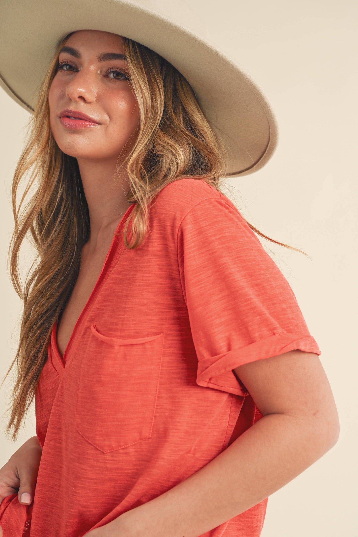Zoie V-Neck Short Sleeve Top