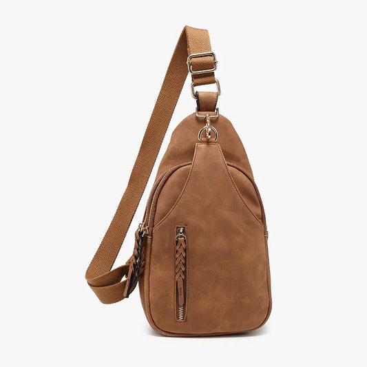 Nikki Faux Suede Dual-Compartment Sling Crossbody Bag