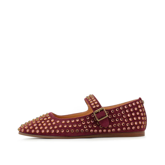 Women's Rhinestone Mary Jane Flats | Sparkly Square Toe Ballet Shoes with Removable Comfort Insole