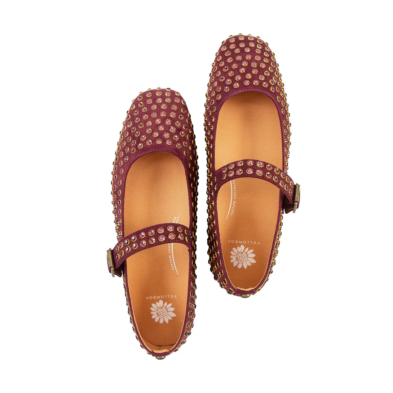 Women's Rhinestone Mary Jane Flats | Sparkly Square Toe Ballet Shoes with Removable Comfort Insole