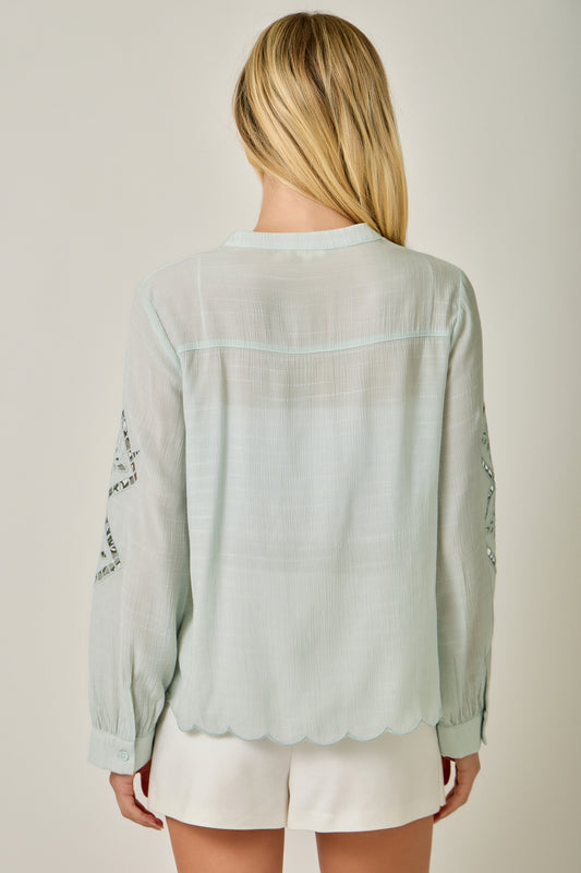 The Sweet Scallop Eyelet Blouse