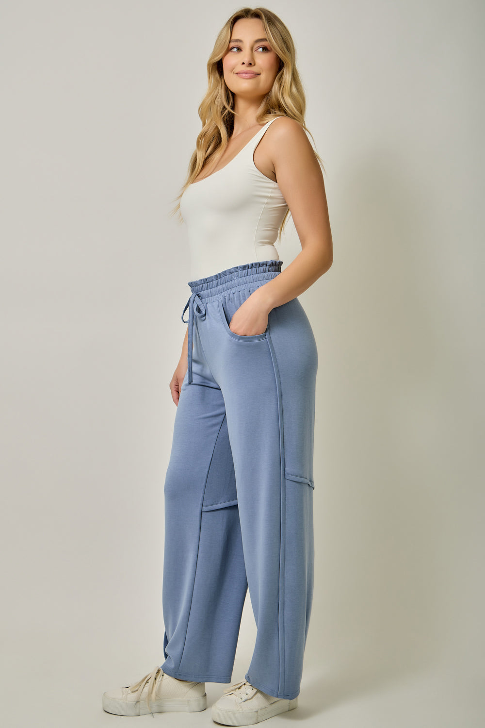 Scuba Jersey Barrel Pants with Drawstring Waist & Pockets