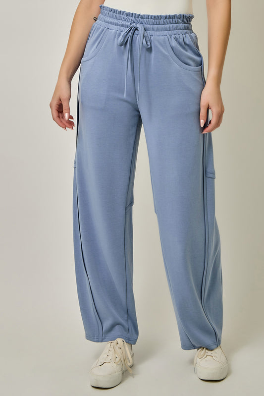 Scuba Jersey Barrel Pants with Drawstring Waist & Pockets