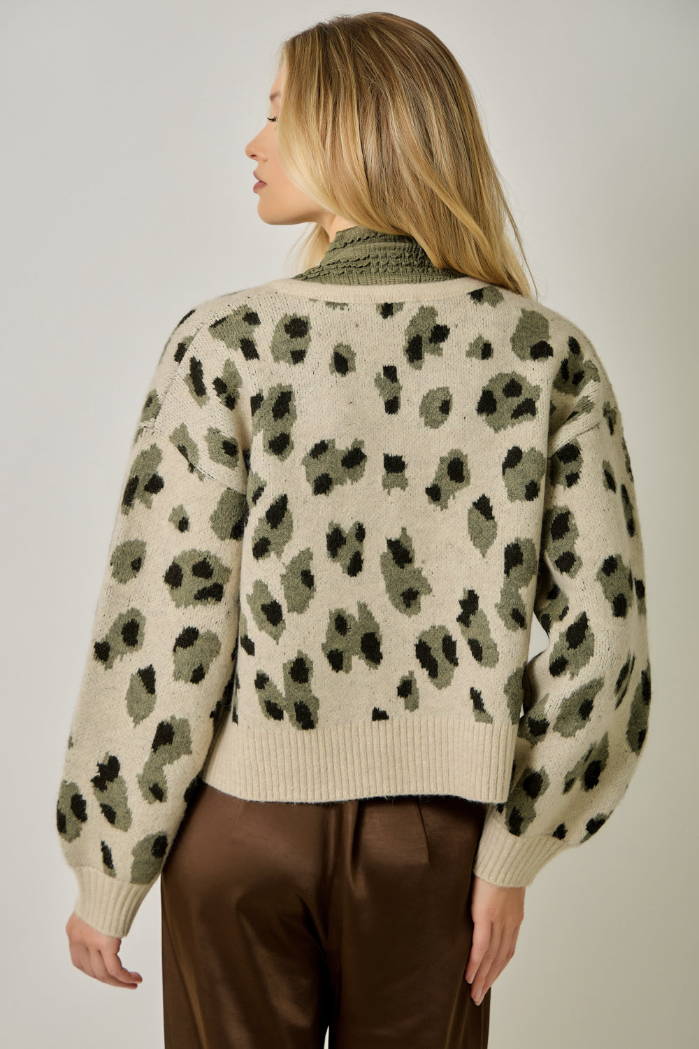 Women’s Leopard Print Tie-Front Cardigan with Bow Details